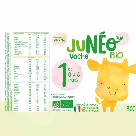 Lait Vache 1er âge 0 à 6 mois 800g Junéo - Blossom Care