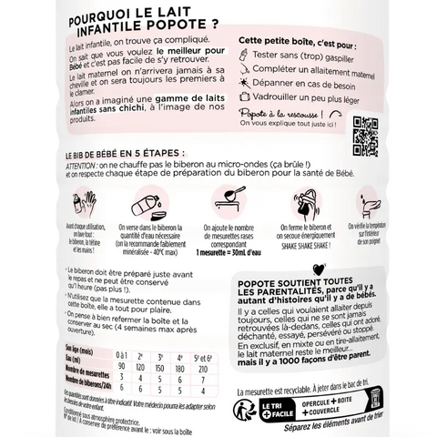 Lait BIO 1er âge 0 à 6 mois Popote - Blossom Care
