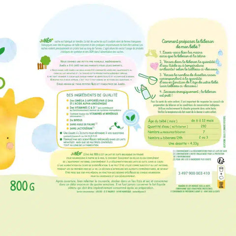 Lait Vache 2ème âge 6 à 12 mois 800g Junéo - Blossom Care