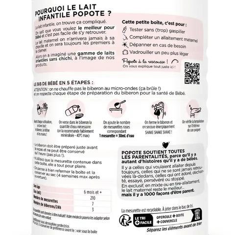 Lait BIO 2ème âge dès 6 mois Popote - Blossom Care