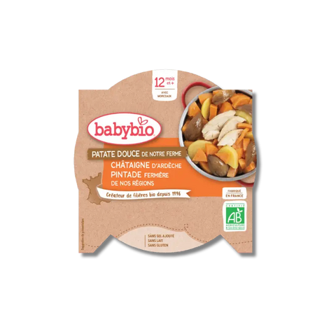 Patate douce des Landes Chùtaigne d'ArdÚche Pintade fermiÚre de nos Régions 12 mois 230g Babybio - Blossom Care