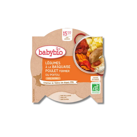 Légumes à la Basquaise Poulet fermier du Poitou 15 mois 260g Babybio - Blossom Care