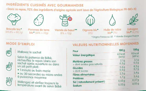 Ma fondue de brocolis - pommes de terre et bœuf 6 mois 150g Happylal Baby - Blossom Care