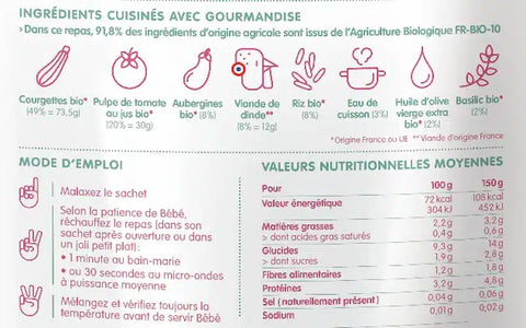 Mon trio de légumes du soleil et dinde 6 mois 150g Happylal Baby - Blossom Care