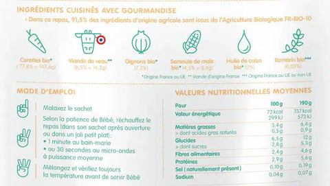 Ma purée de carottes et veau 9 mois 190g Happylal Baby - Blossom Care