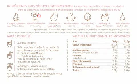 Mon mijoté de courges butternut et boeuf 12 mois 220g Happylal Baby - Blossom Care