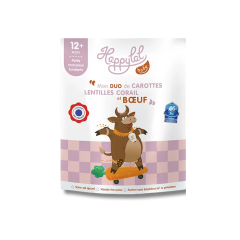Mon duo de carottes - lentilles corail et bĆuf 12 mois 220g Happylal Baby - Blossom Care
