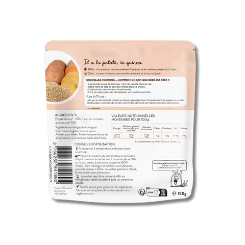 Les Moulinés Patate Douce Quinoa Bio 8 mois 180g Popote - Blossom Care