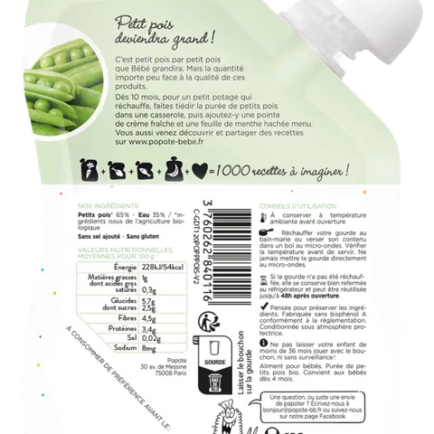 Les Petit Pois Bio 4/6 mois 120g Popote - Blossom Care