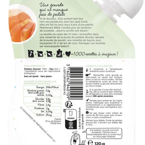 La Patate Douce 4/6 mois 120g Popote - Blossom Care