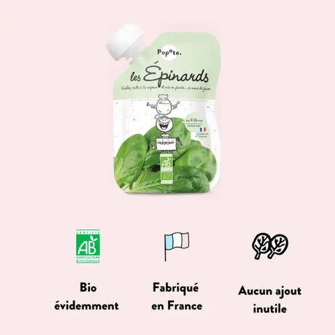 Les Épinards Bio 4/6 mois Bio 120g Popote - Blossom Care