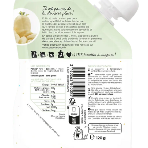 Le Panais Bio Bio 4/6 mois 120g Popote - Blossom Care