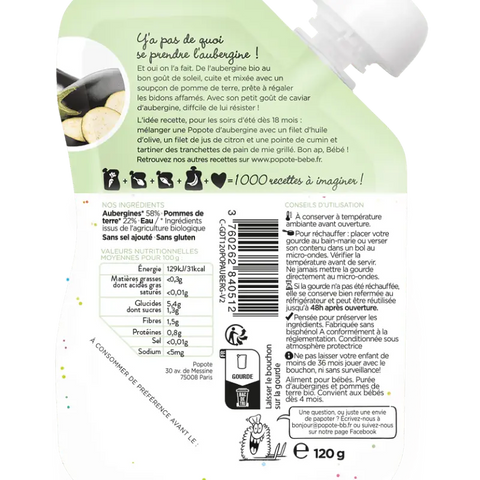 L'Aubergine Bio 4/6 mois 120g Popote - Blossom Care