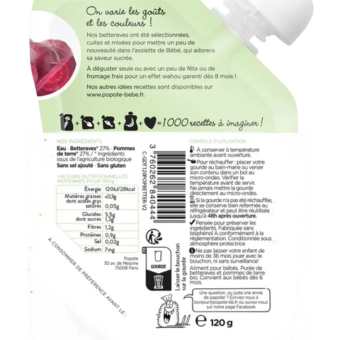 La Betterave Bio 4/6 mois 120g Popote - Blossom Care