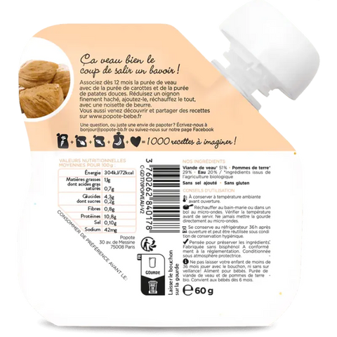 Le Veau Bio 4/6 mois 60g Popote - Blossom Care