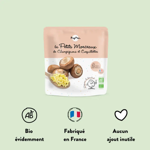 Les Petits Morceaux - Champignons Coquillettes Bio 10 mois 180g Popote - Blossom Care