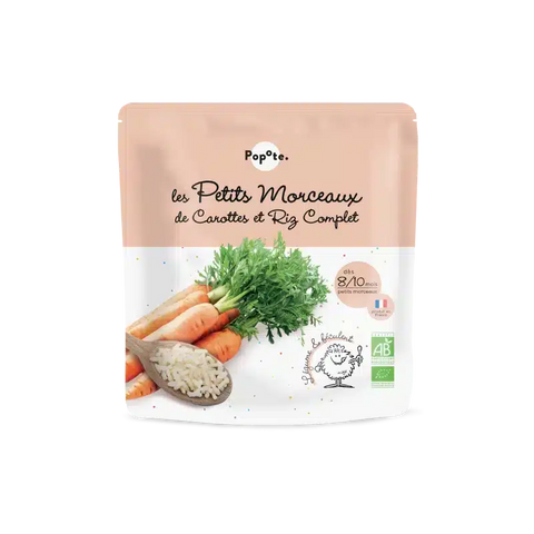 Les Petits Morceaux - Carottes Riz Complet Bio 8/10 mois 180g Popote - Blossom Care