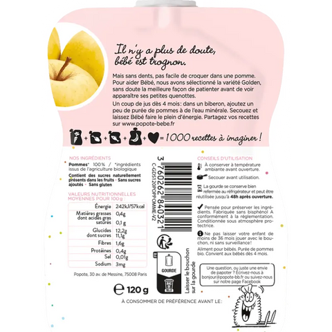 La Pomme Bio 4/6 mois 120g Popote - Blossom Care