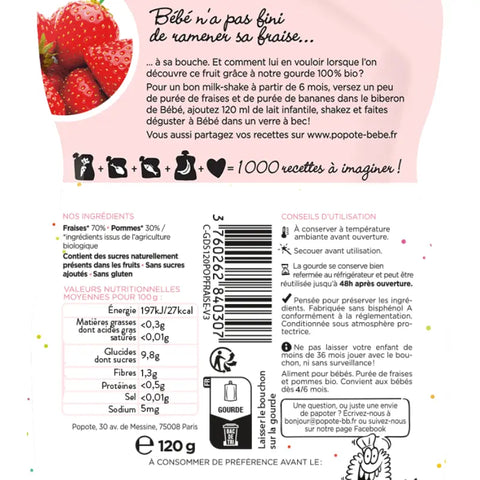 Les Fraises Bio 4/6 mois 120g Popote - Blossom Care