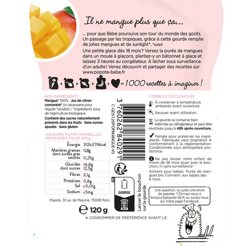 La Mangue Bio 4/6 mois 120g Popote - Blossom Care