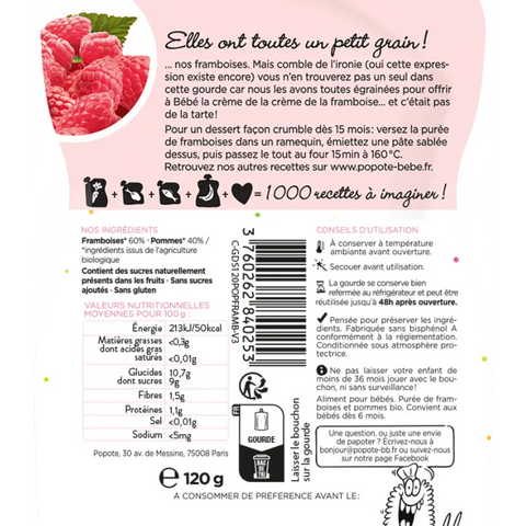 La Framboise Bio 4/6 mois 120g Popote - Blossom Care