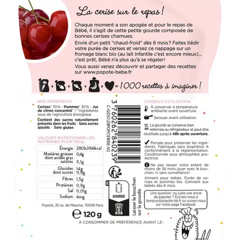 La Cerise Bio 4/6 mois 120g Popote - Blossom Care