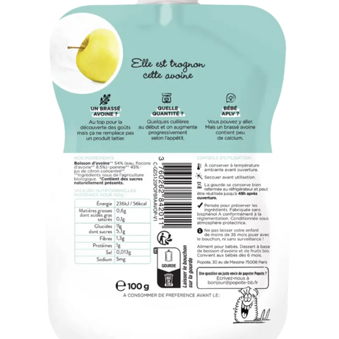 Le Brassé Avoine Pomme Bio 6 mois 100g Popote - Blossom Care