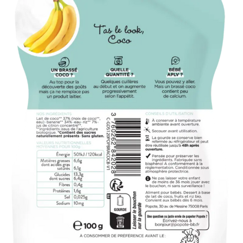 Le Brassé Coco Banane Bio 6 mois 100g Popote