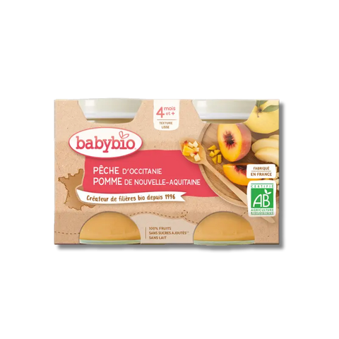 PĂȘche d'Occitanie Pomme 4 mois 2x130g Babybio - Blossom Care