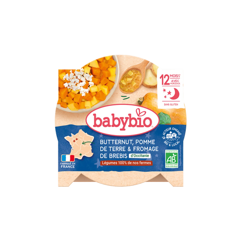 Bonne Nuit Butternut Pomme de terre Fromage Brebis 12 mois 230g Babybio