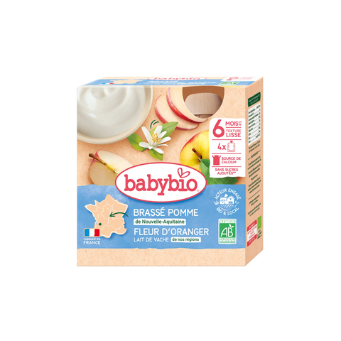 Brassé Pomme de Nouvelle-Aquitaine Fleur d'Oranger 6 mois 4x85g Babybio - Blossom Care