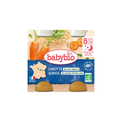 Bonne Nuit Carotte de nos régions Quinoa du Centre-Val de Loire 8 mois 2x200 g Babybio