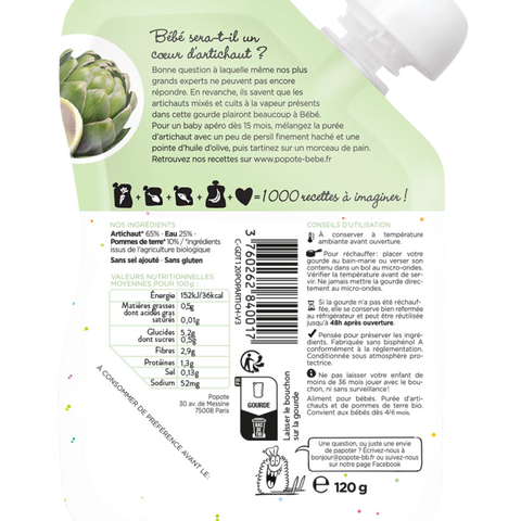L’Artichaut dès 4/6 mois 120g Popote - Blossom Care