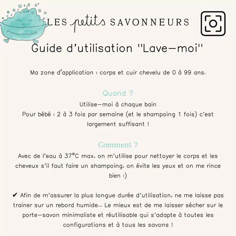 "Lave-moi" : le savon corps & cheveux 65g Les Petits Savonneurs - Blossom Care