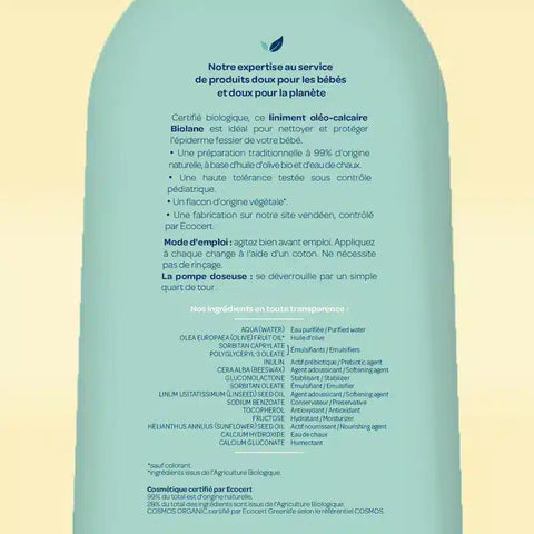 Liniment oléo-calcaire BIO 500 ml Biolane - Blossom Care