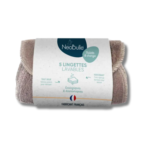 Lot lingettes lavables x5 Néobulle - Blossom Care