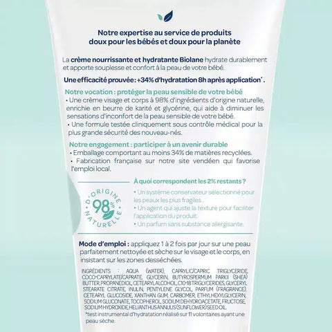 Crème nourrissante et hydratante Biolane - Blossom Care