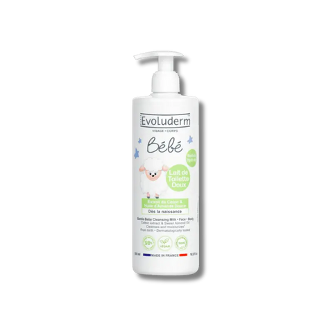 Lait de toilette Doux Visage et Corps bébé 500 ml Evoluderm