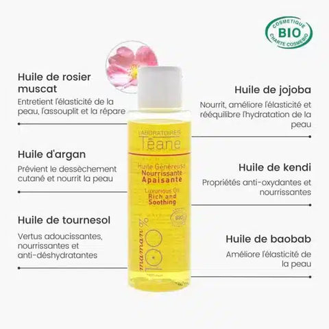 Huile anti-vergeture Généreuse et Apaisante 100 ml Laboratoires Téane - Blossom Care