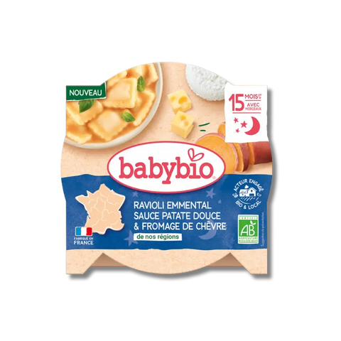 Ravioli Emmental sauce Patate douce pointe de fromage de Chèvre 15 mois à 3 ans 190g Babybio