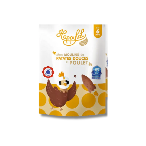 Mon mouliné de patates douces et poulet 6 mois 150g Happylal Baby