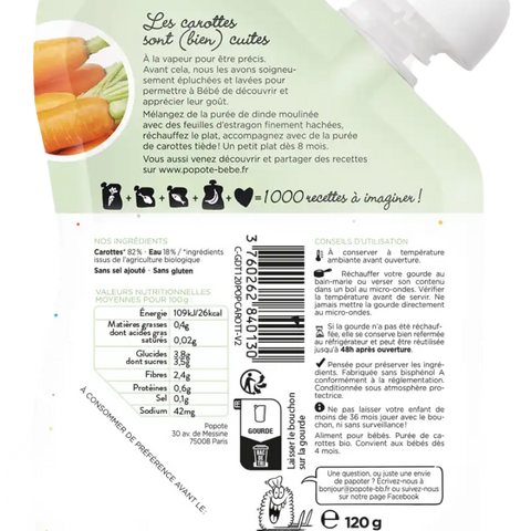 La Carotte Bio 4 mois 120g Popote