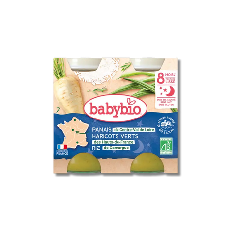 Bonne Nuit Panais Haricots verts Riz 8 mois 2x200 g Babybio