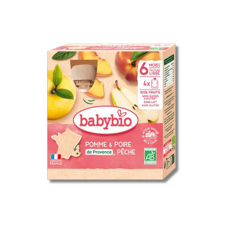 Pomme Abricot Banane 6 mois 4x90g Babybio - Blossom Care