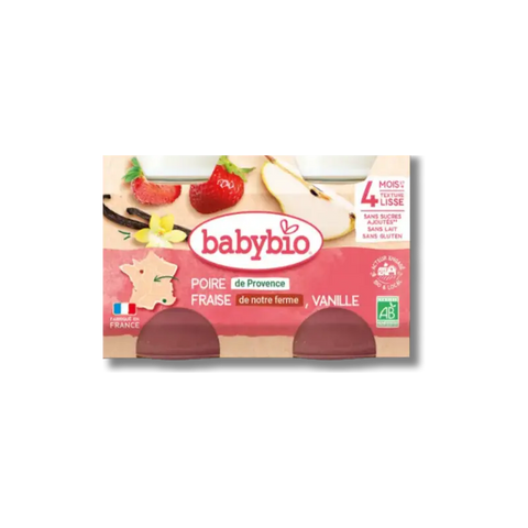 Poire de Provence 1ères Fraises de notre Ferme Vanille 4 mois 2x130g Babybio - Blossom Care