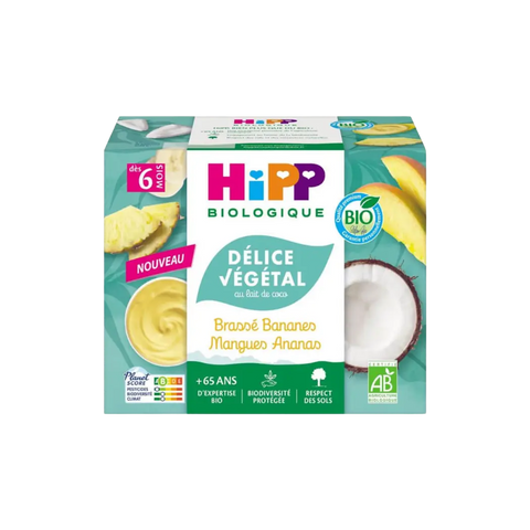 Brassé Végétal Bananes Mangues Ananas 4x100g HiPP