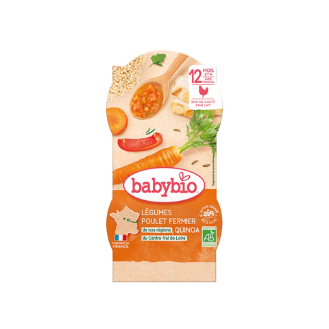 Légumes Poulet fermier de nos Régions Quinoa du Centre-Val de Loire 12 mois 2 x 200 g Babybio - Blossom Care