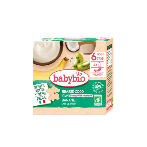 Brassé Coco Kiwi de Nouvelle-Aquitaine Banane 6 mois 4x85g Babybio - Blossom Care