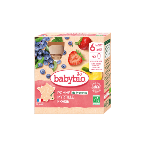 Pomme de Provence Myrtille Fraise 6 mois 4x90g Babybio - Blossom Care