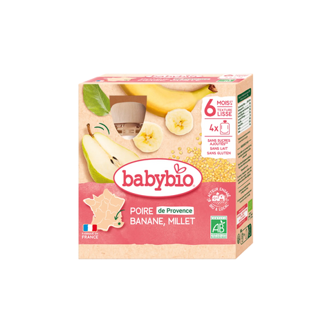Poire de Provence Banane Millet 6 mois 4x90g Babybio - Blossom Care